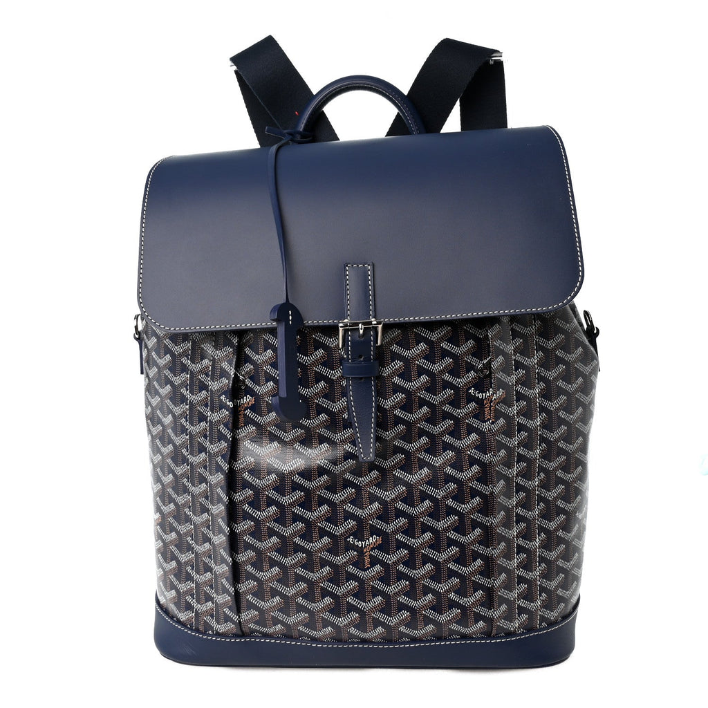 Goyardine Calfskin Alpin MM Backpack Navy