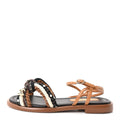 Lambskin Cord Chain CC Sandals 37 Brown Black Ivory