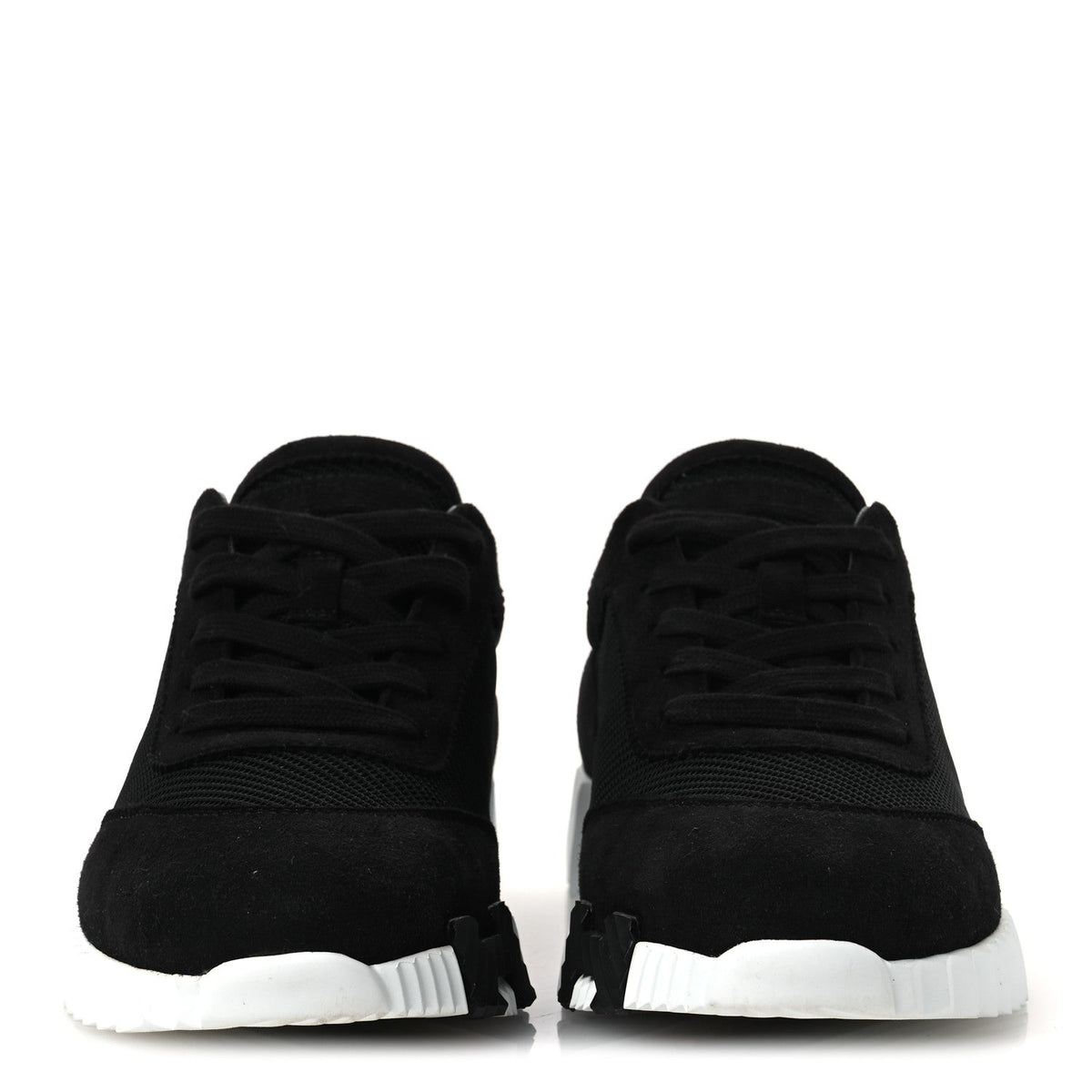 Textured Mesh Suede Goatskin Bouncing Sneakers 40 Black