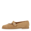 Suede Calfskin Cap Toe CC Mary Jane Flats 38 Beige