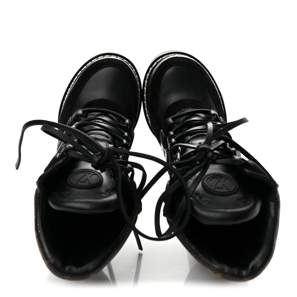 Suede Calfskin Monogram Star Trail Ankle Boots 35 Black