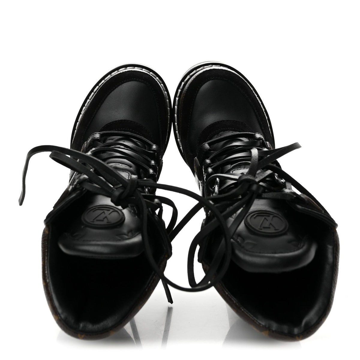 Suede Calfskin Monogram Star Trail Ankle Boots 35 Black