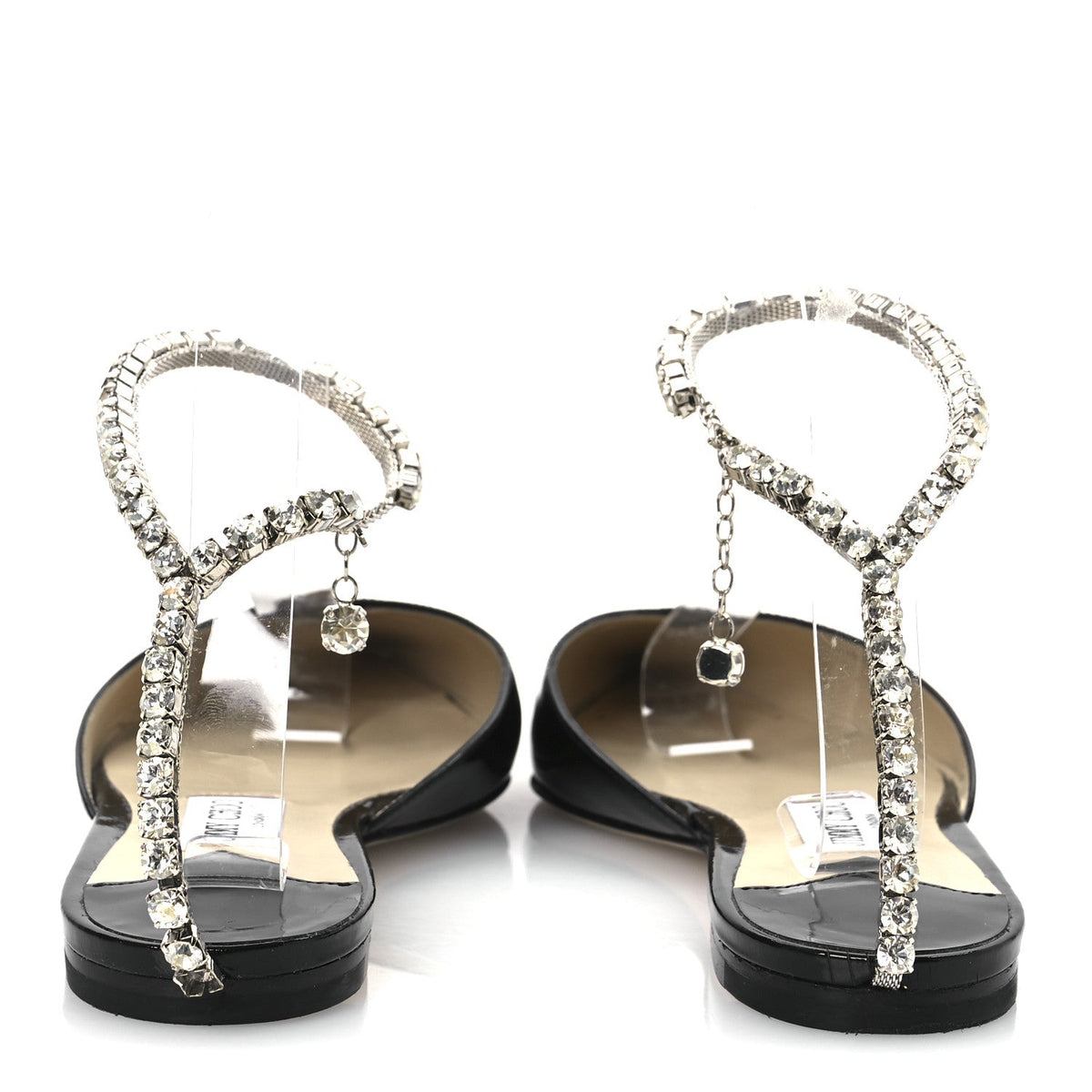 Patent Crystal Saeda Flats 38 Black