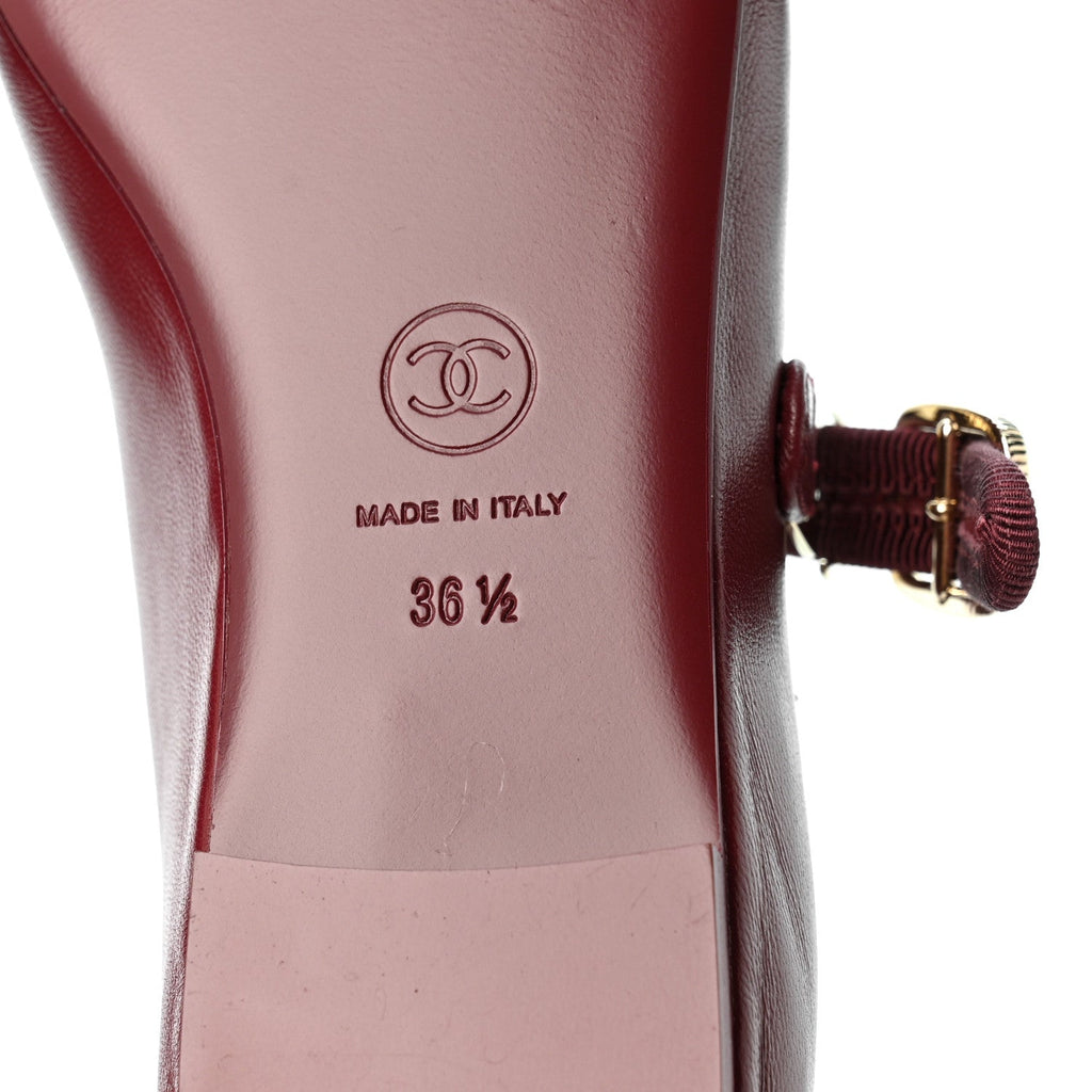Lambskin Mary Jane Flats 36.5 Burgundy