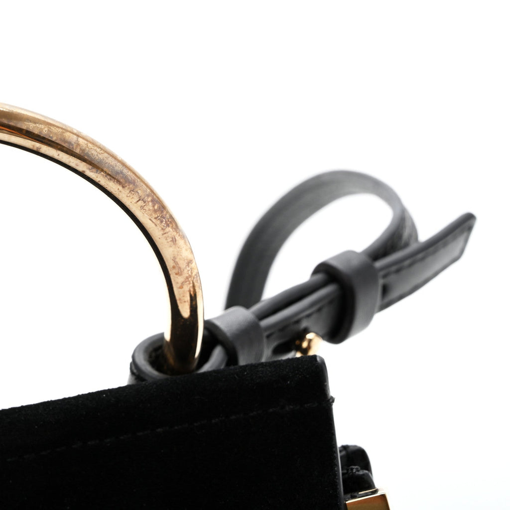 Suede Calfskin Mini Faye Bracelet Bag Black