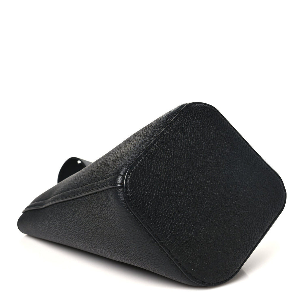 Soft Grained Calfskin Mini Pebble Bucket Bag Black