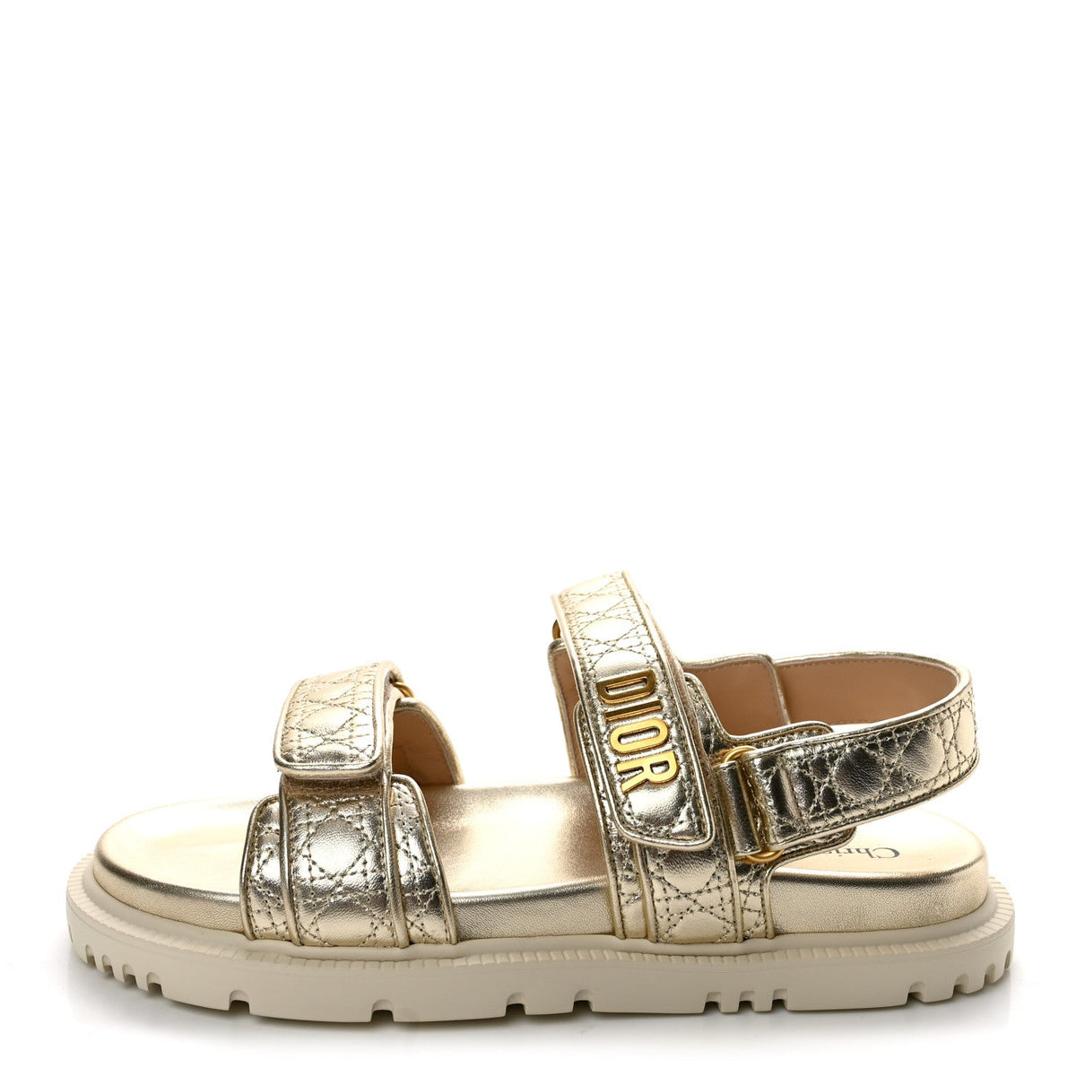 Laminated Sheepskin Cannage Dioract Sandals 39.5 Pale Gold