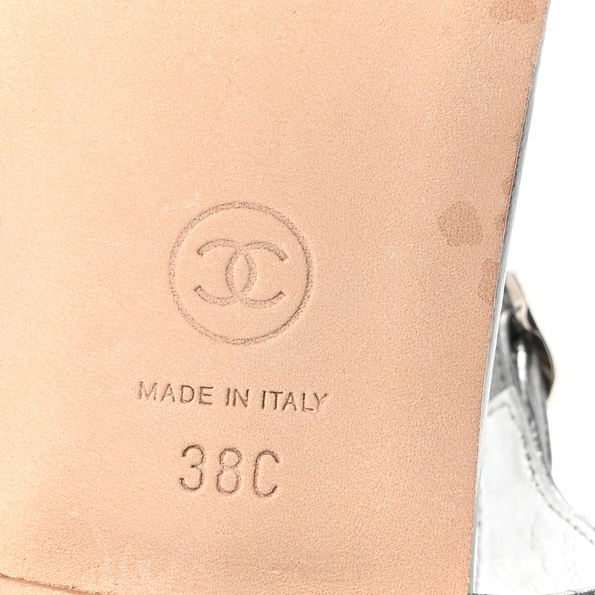 Metallized Lambskin CC Crystal Thong Sandals 38 Silver