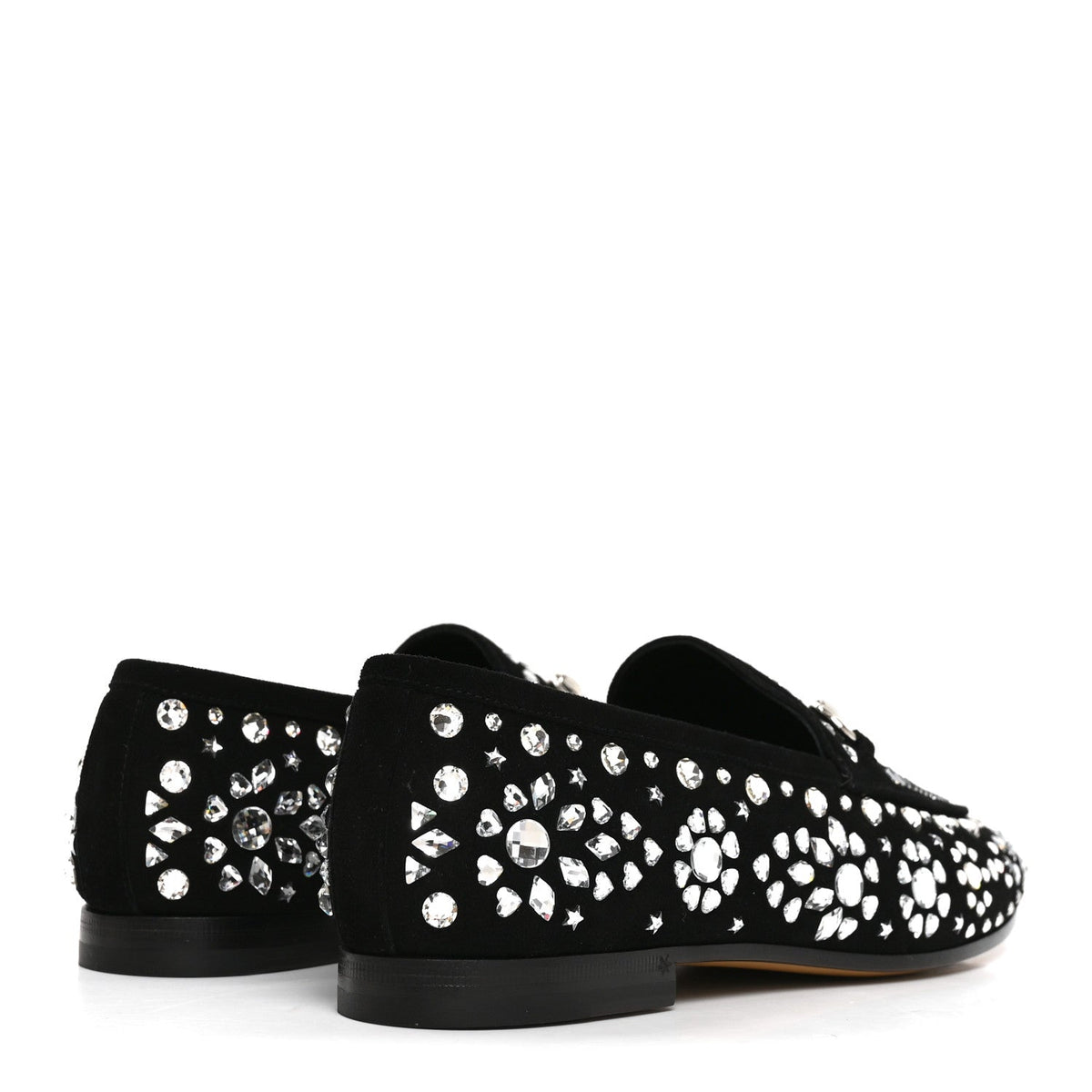 Kid Scamosciato Crystal GG Monogram Jordaan Loafer 37.5 Black