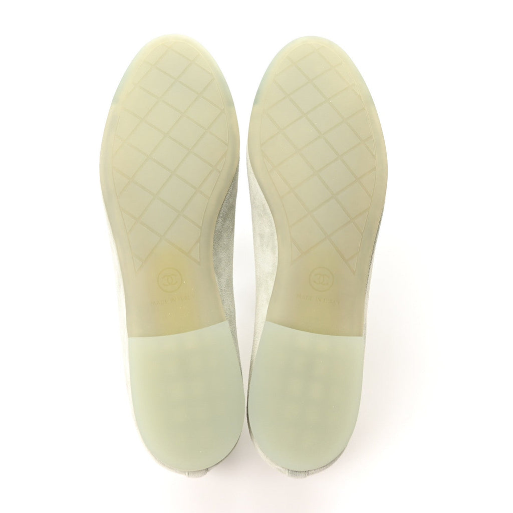 Suede Calfskin Cap Toe CC Ballerina Flats 38 Light Green