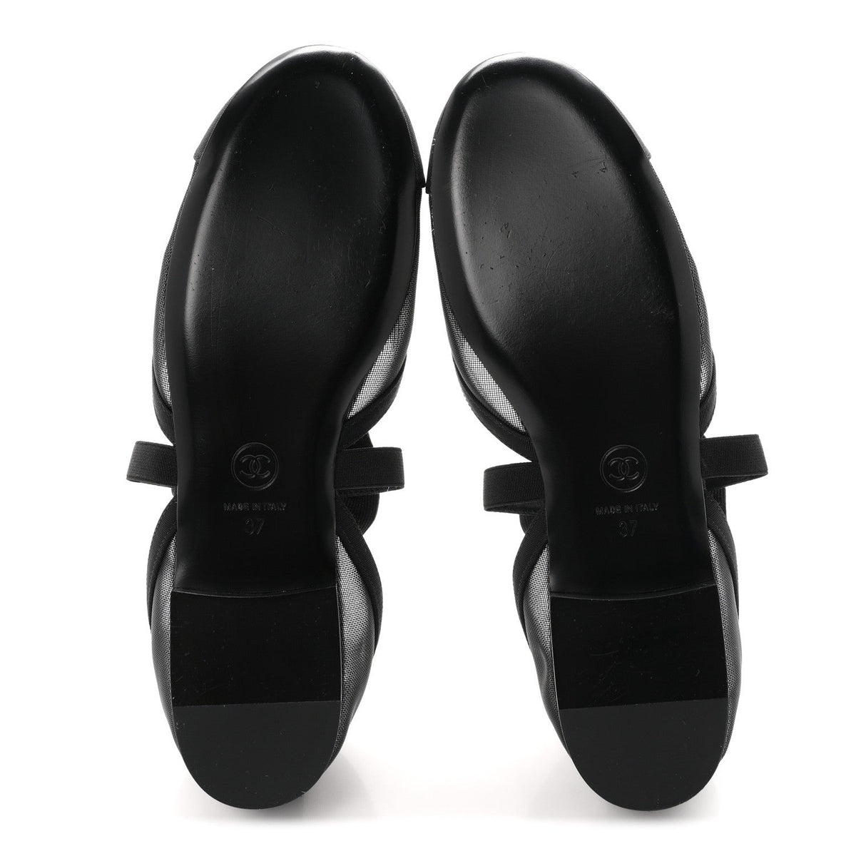 Mesh Grosgrain Mary Janes Flats 37 Black