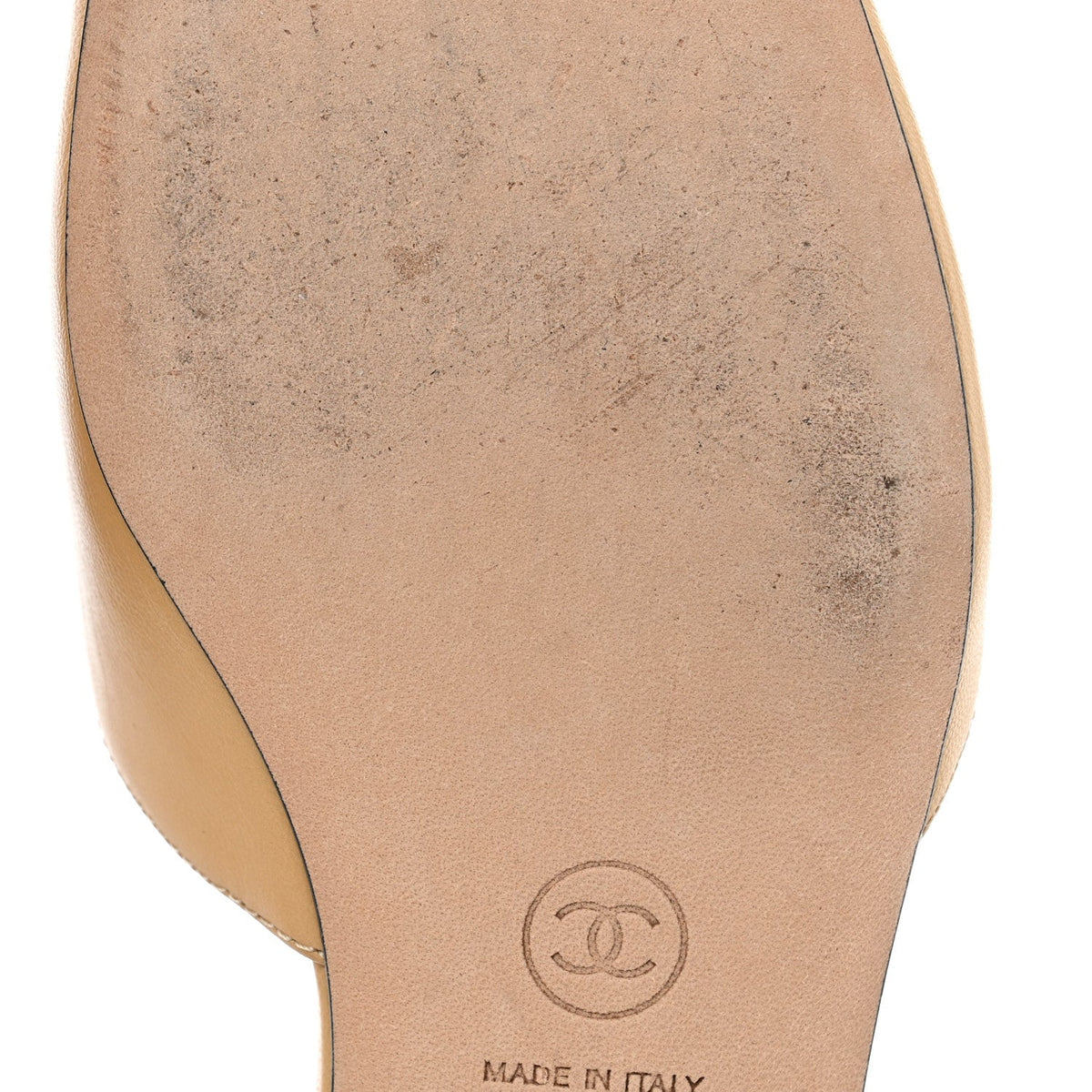 Goatskin Grosgrain Cap Toe CC Slingback Sandals 38.5 Beige Black