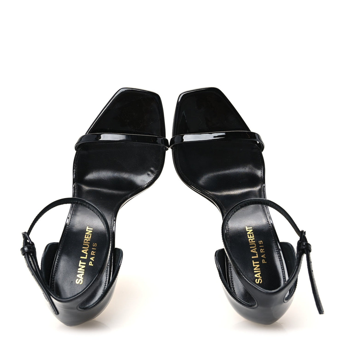 Patent Calfskin Opyum 110 Sandals 37.5 Black Gold