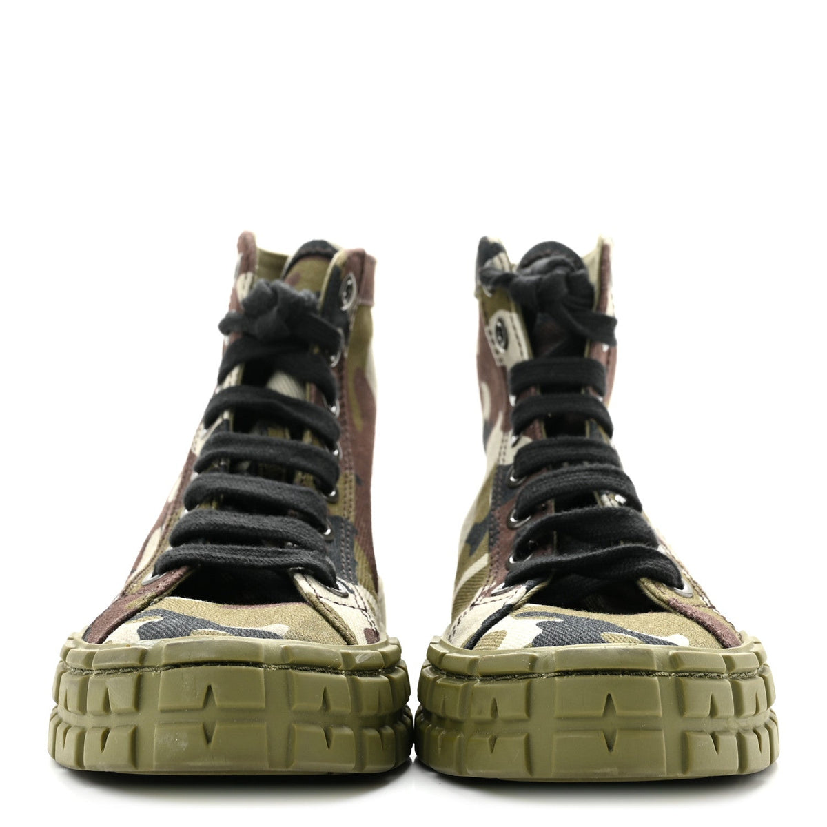 Denim Triangle Logo Camo Sneakers 35 Militare