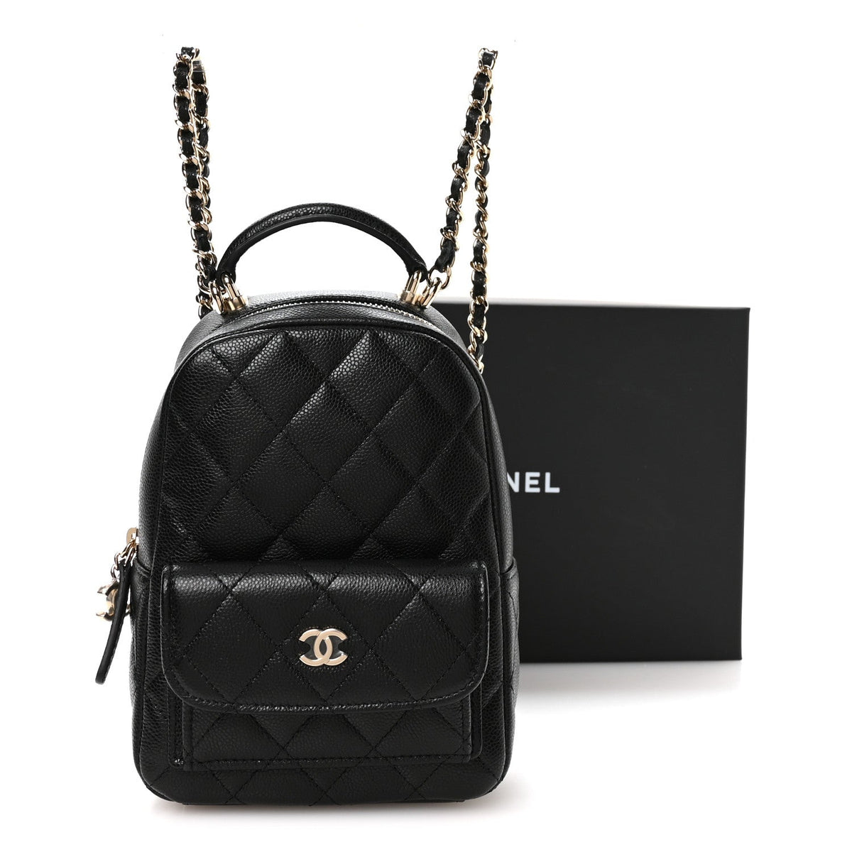 Caviar Quilted CC Mini Classic Backpack Black