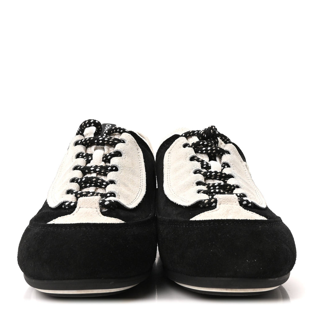 Velvet Calfskin Mixed Fibers Low Top CC Sneakers 37 Black
