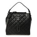 Caviar Quilted Medium CC Bucket Bag Black