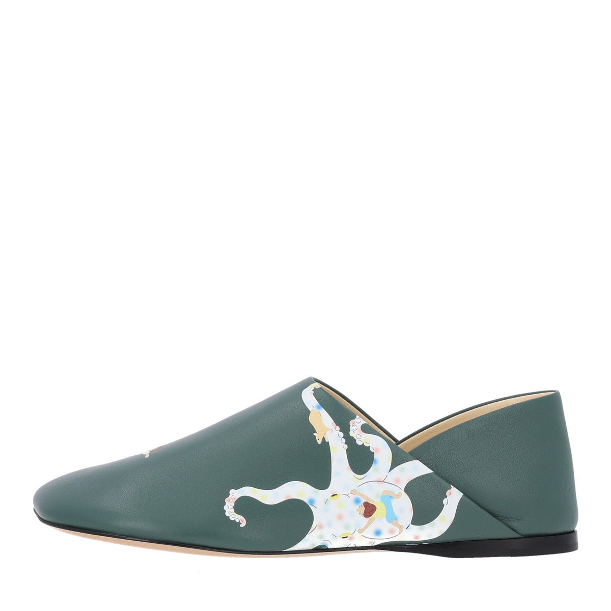 X SUNA FUJITA Shiny Calfskin Octopus Loafers 36 Vetiver