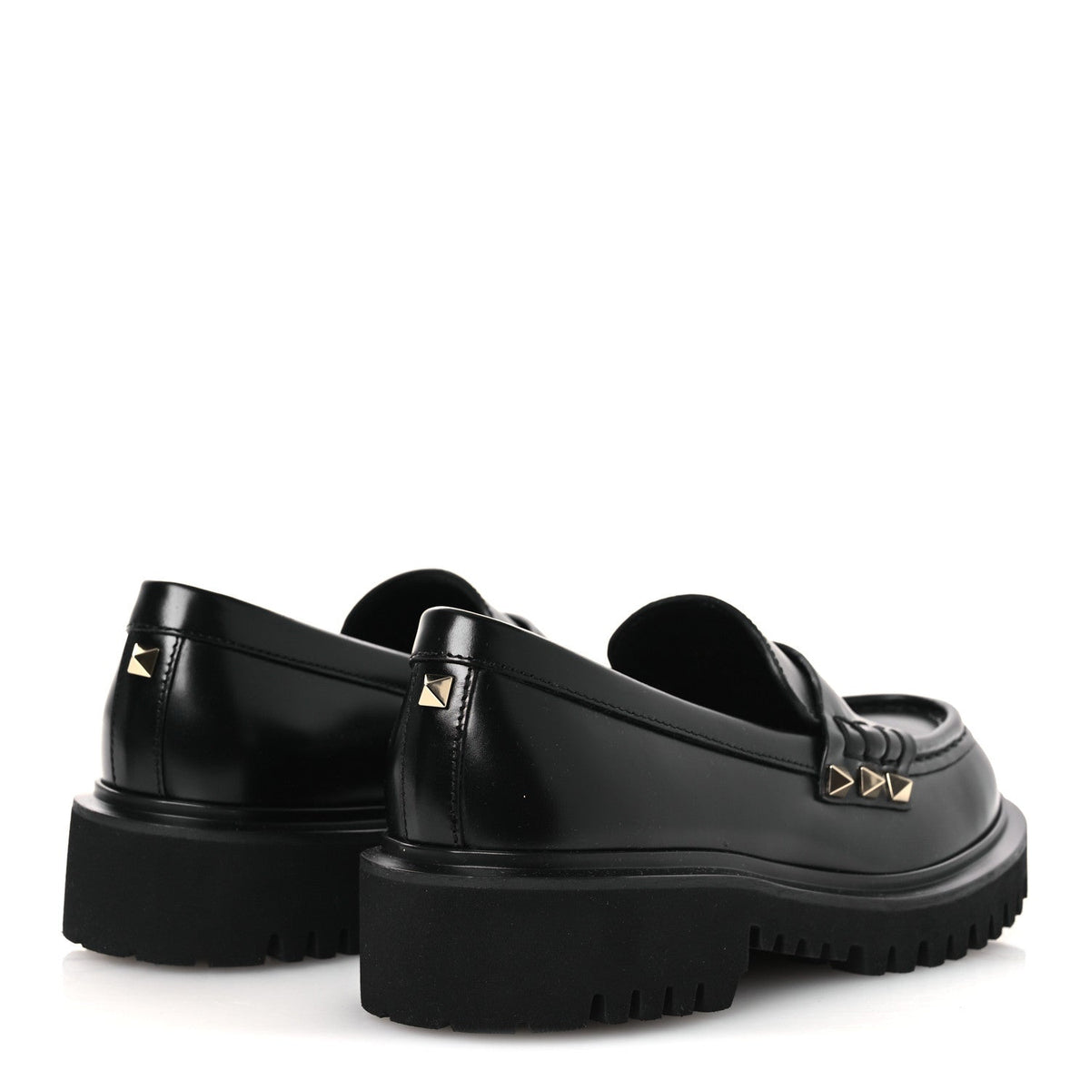 Calfskin Rockstud Loafers 35 Black