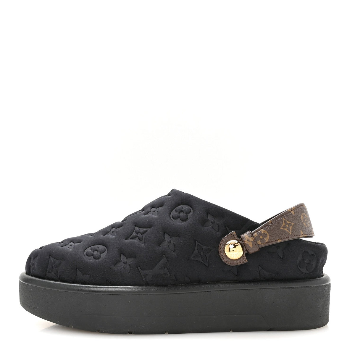 Nylon Embossed Monogram Aspen Platform Clog Mules 39.5 Black