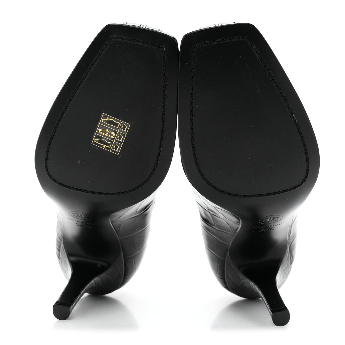 Crocodile Embossed Patent Calfskin Pumps 36 Black