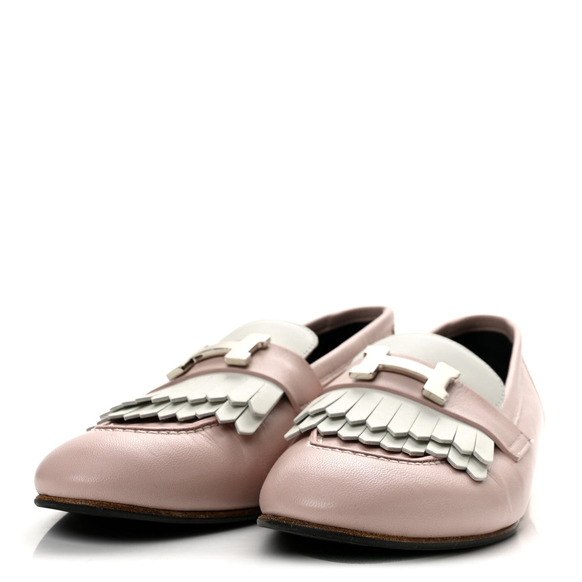 Goatskin Womens Royal Loafers 37.5 Rose Porcelain White