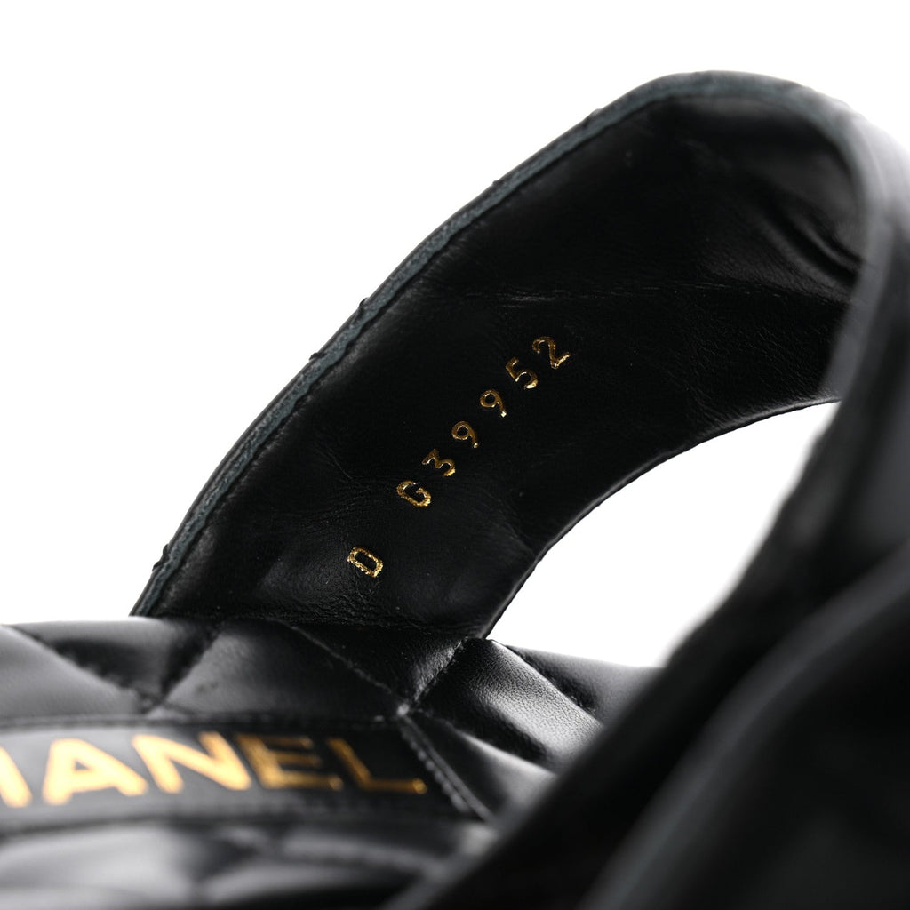 Shiny Goatskin Cork CC Wedge Sandals 39 Black