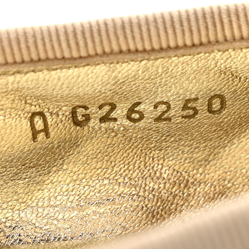Metallic Lambskin Quilted CC Cap Toe Ballerina Flats 37 Light Gold