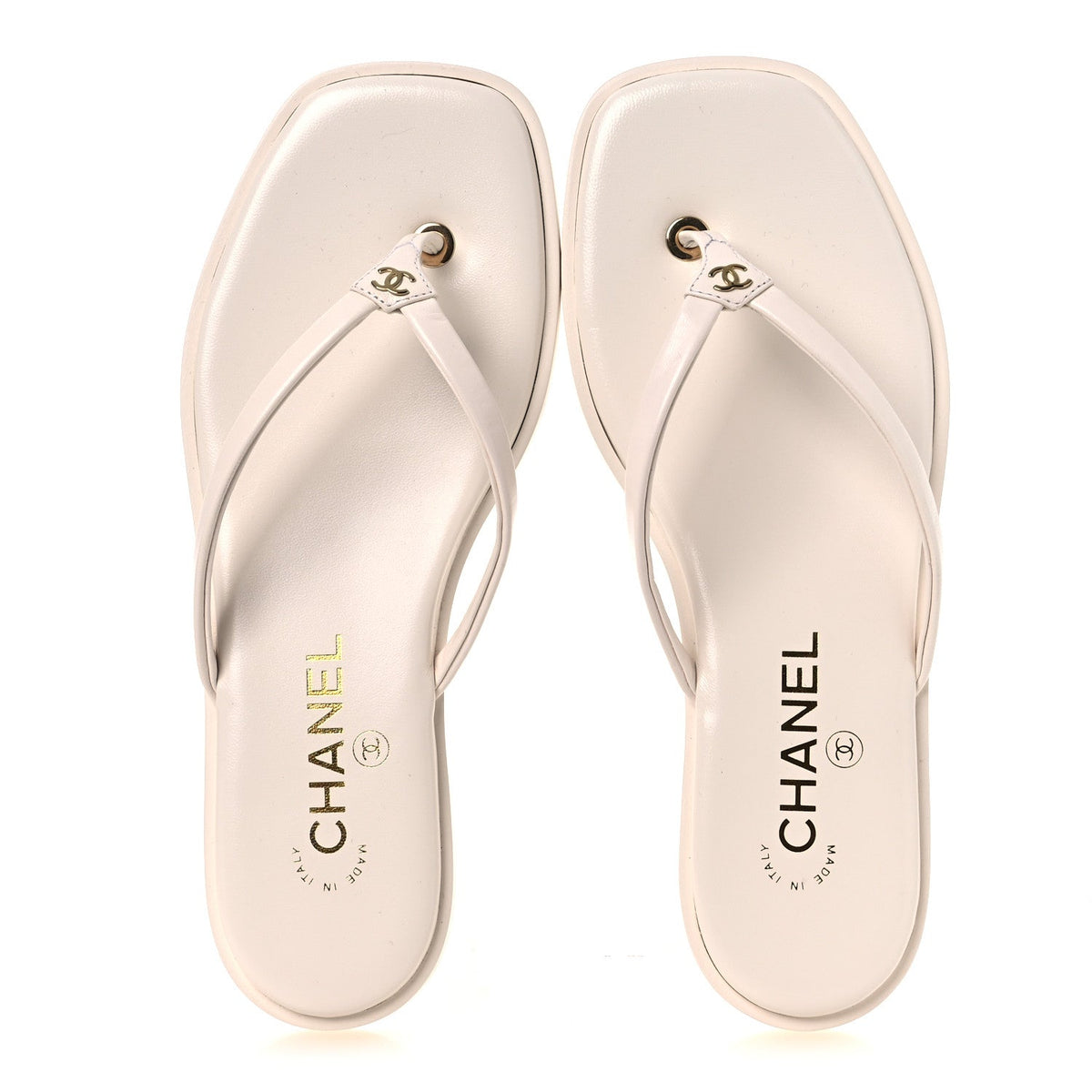 Goatskin CC Times Square Thong Sandals 37.5 White