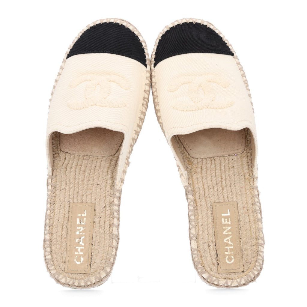 Denim CC Espadrille Mules 41 White Black