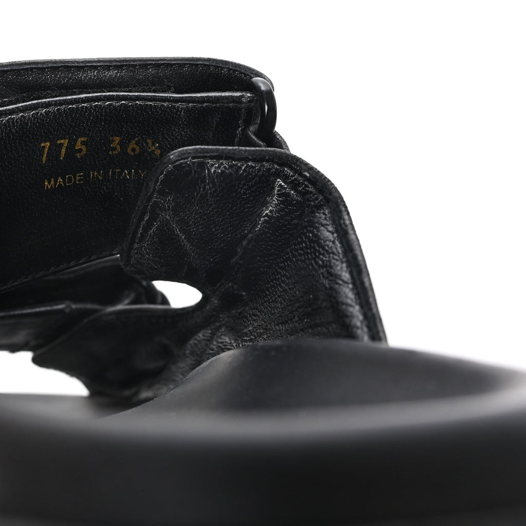 Nappa Quilted Padded Logo Platform Slide Sandals 36.5 Black