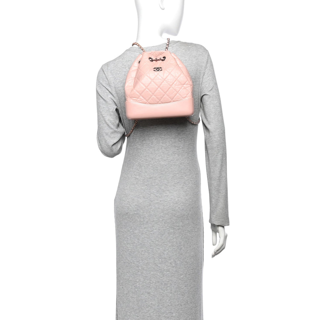Aged Calfskin Quilted Small Gabrielle Backpack Pink