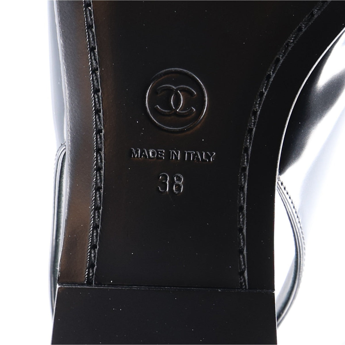 Shiny Calfskin Slingback Loafers 38 Black