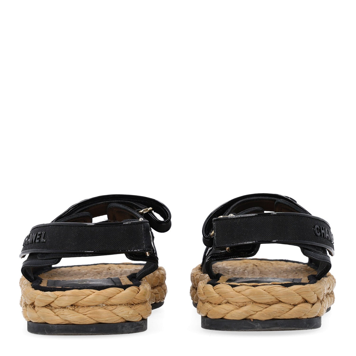Mesh Patent Calfskin Velcro Dad Sandals 40.5 Black