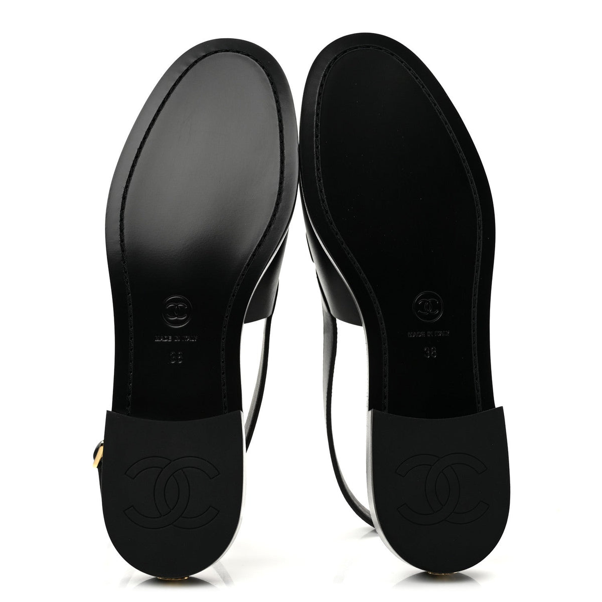 Calfskin Crystal CC Slingback Flats 38 Black