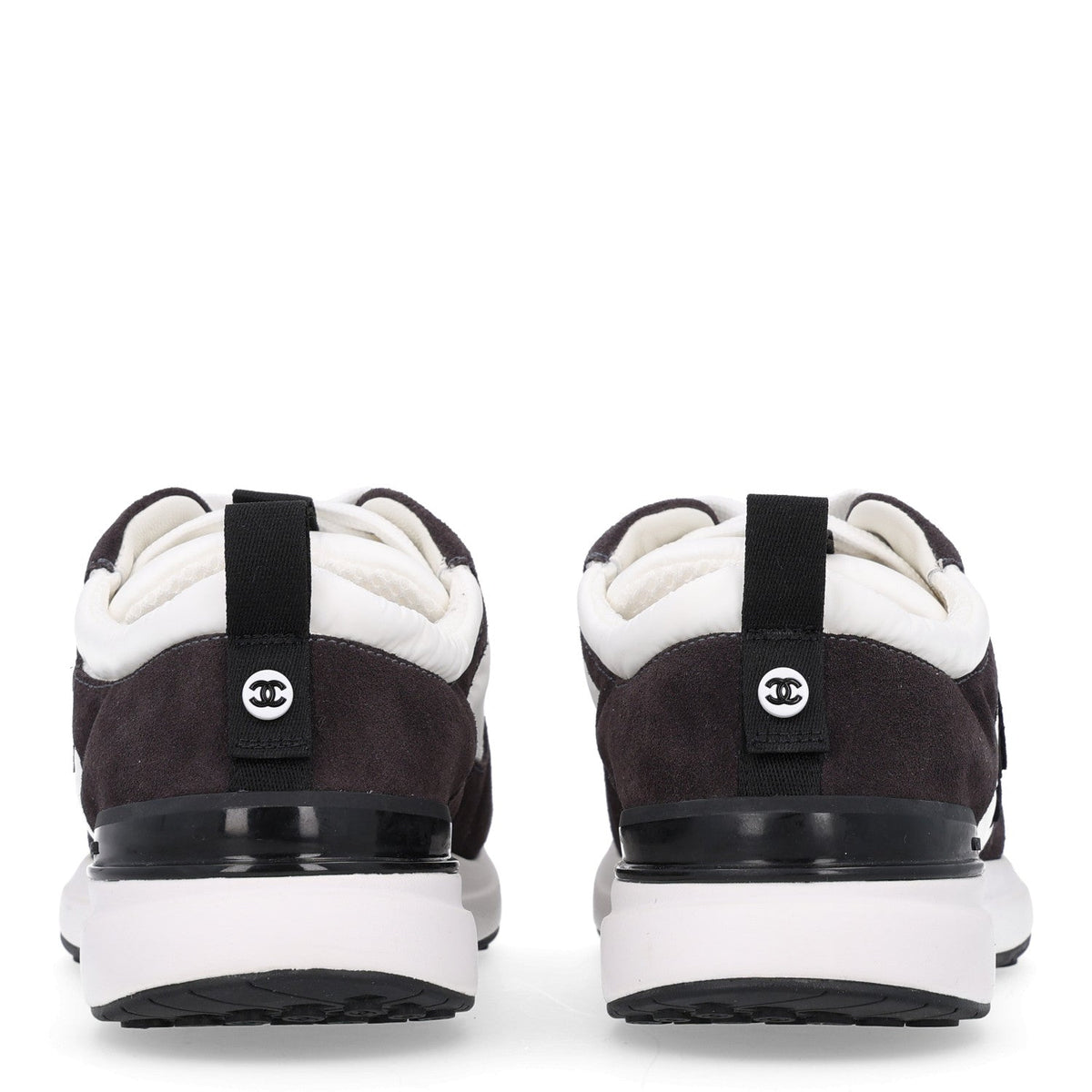 Calfskin Mesh Lycra Suede Womens Logo Sneakers 37.5 White Black