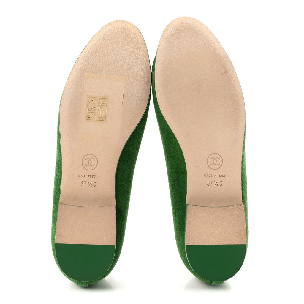 Suede Patent Cap Toe CC Ballerina Flats 37.5 Green