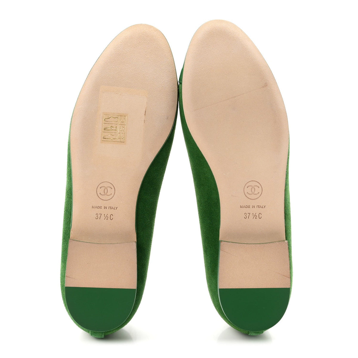 Suede Patent Cap Toe CC Ballerina Flats 37.5 Green