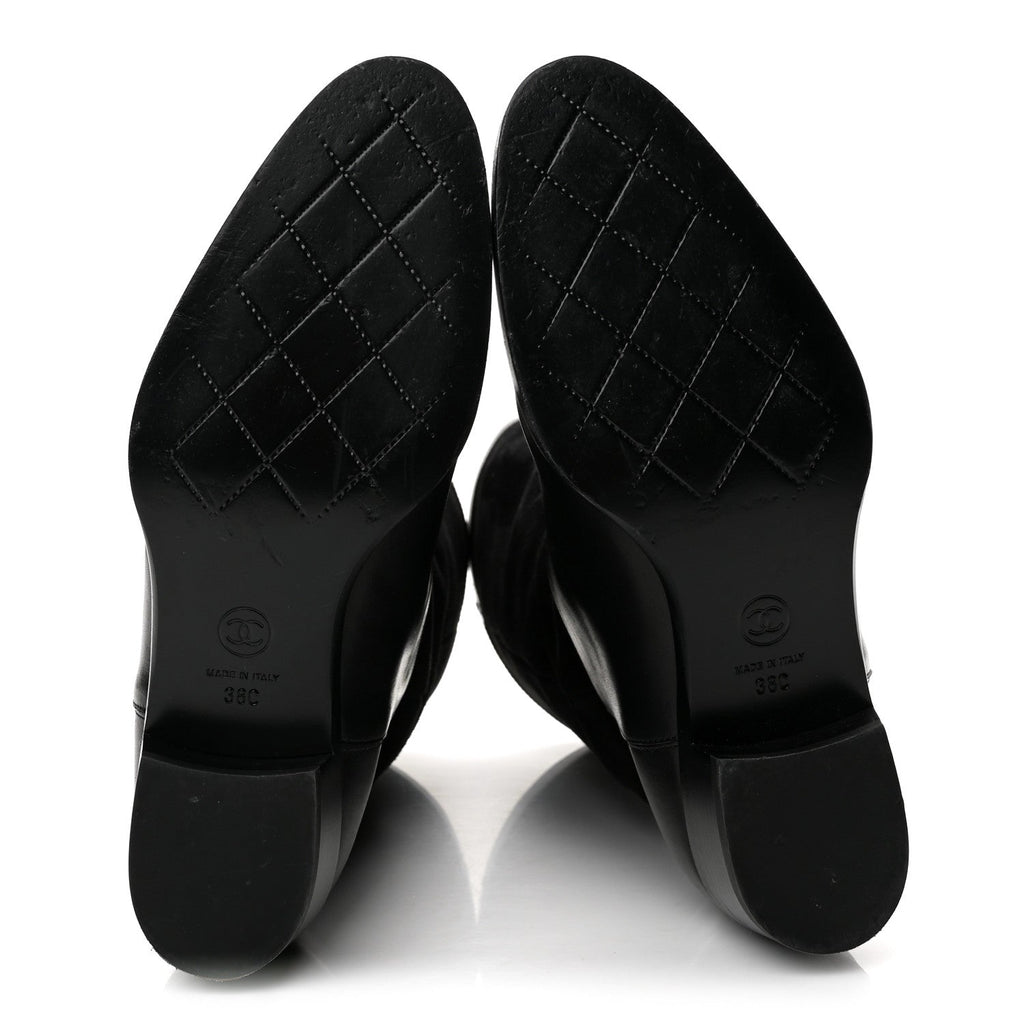 Suede Calfskin CC Short Boots 38 Black