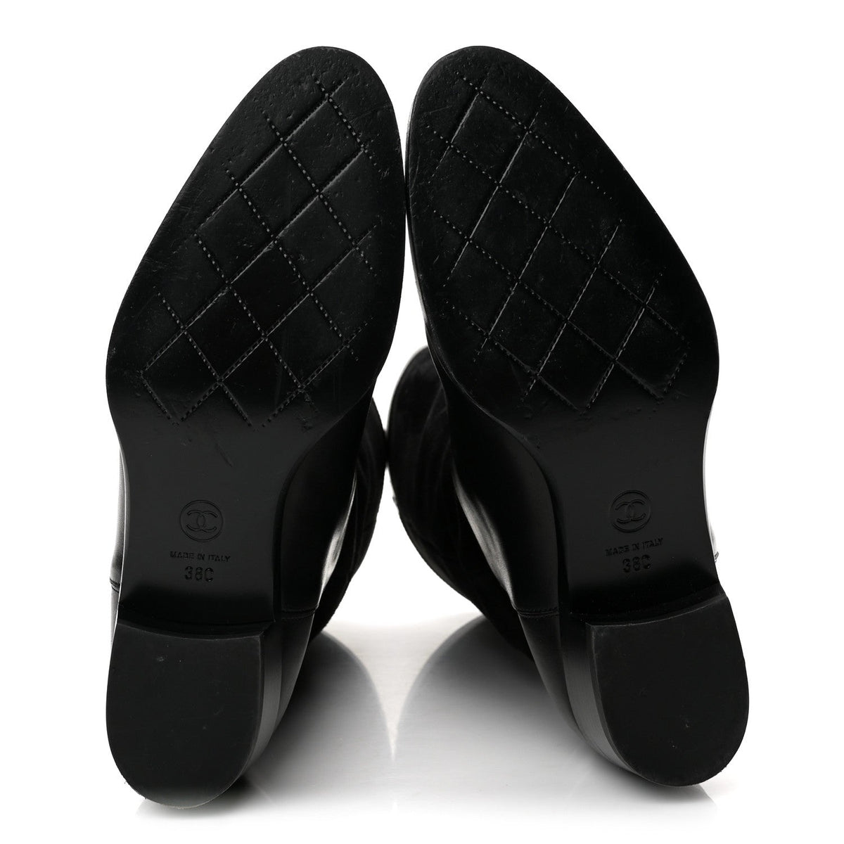 Suede Calfskin CC Short Boots 38 Black