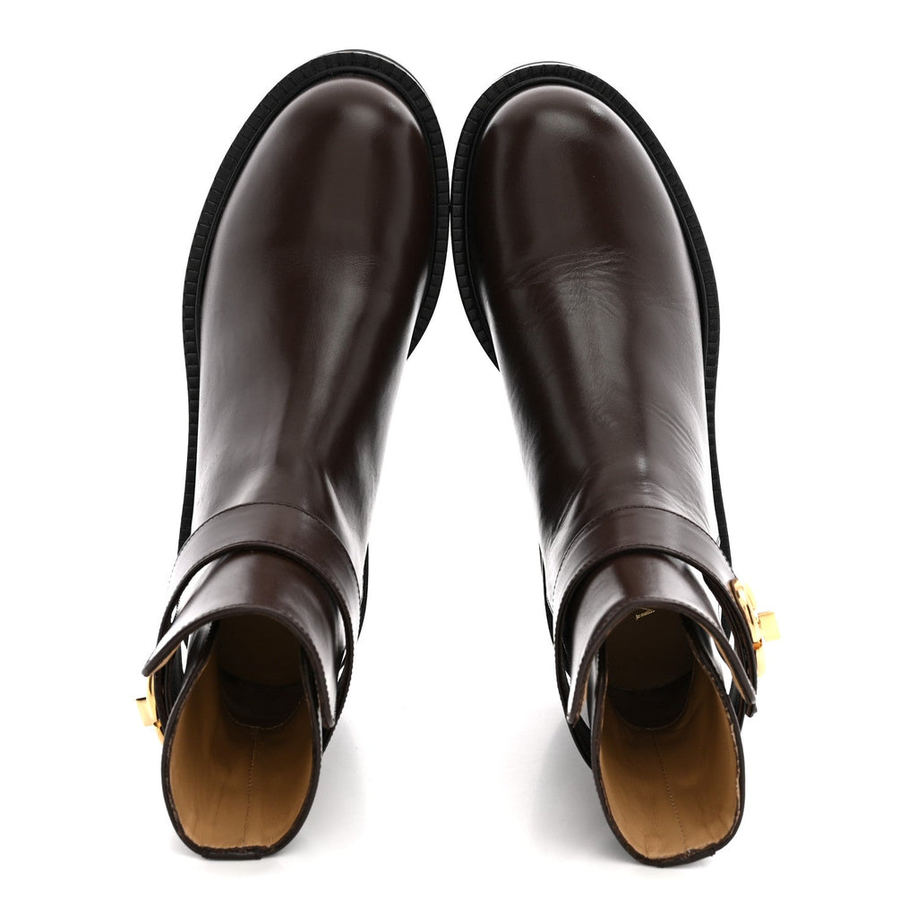 Calfskin VLogo Locker 40mm Ankle Boots 36.5 Brown