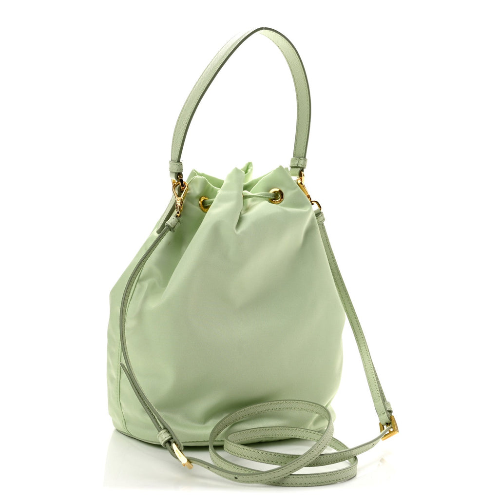 Re-Nylon Saffiano Duet Bucket Crossbody Bag Acqua