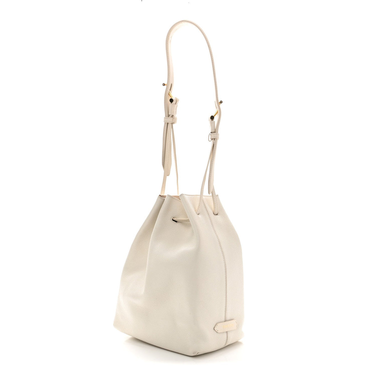 Calfskin Zip Bucket Bag White