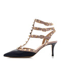 Calfskin Nappa Rockstud Ankle Strap 65mm Pumps 35.5 Indaco Poudre