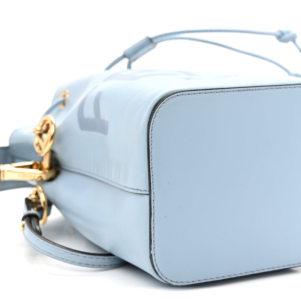 Vitello King F is Fendi Logo Embossed Mini Mon Tresor Bucket Bag Azzurro Baby Azzurro Baby
