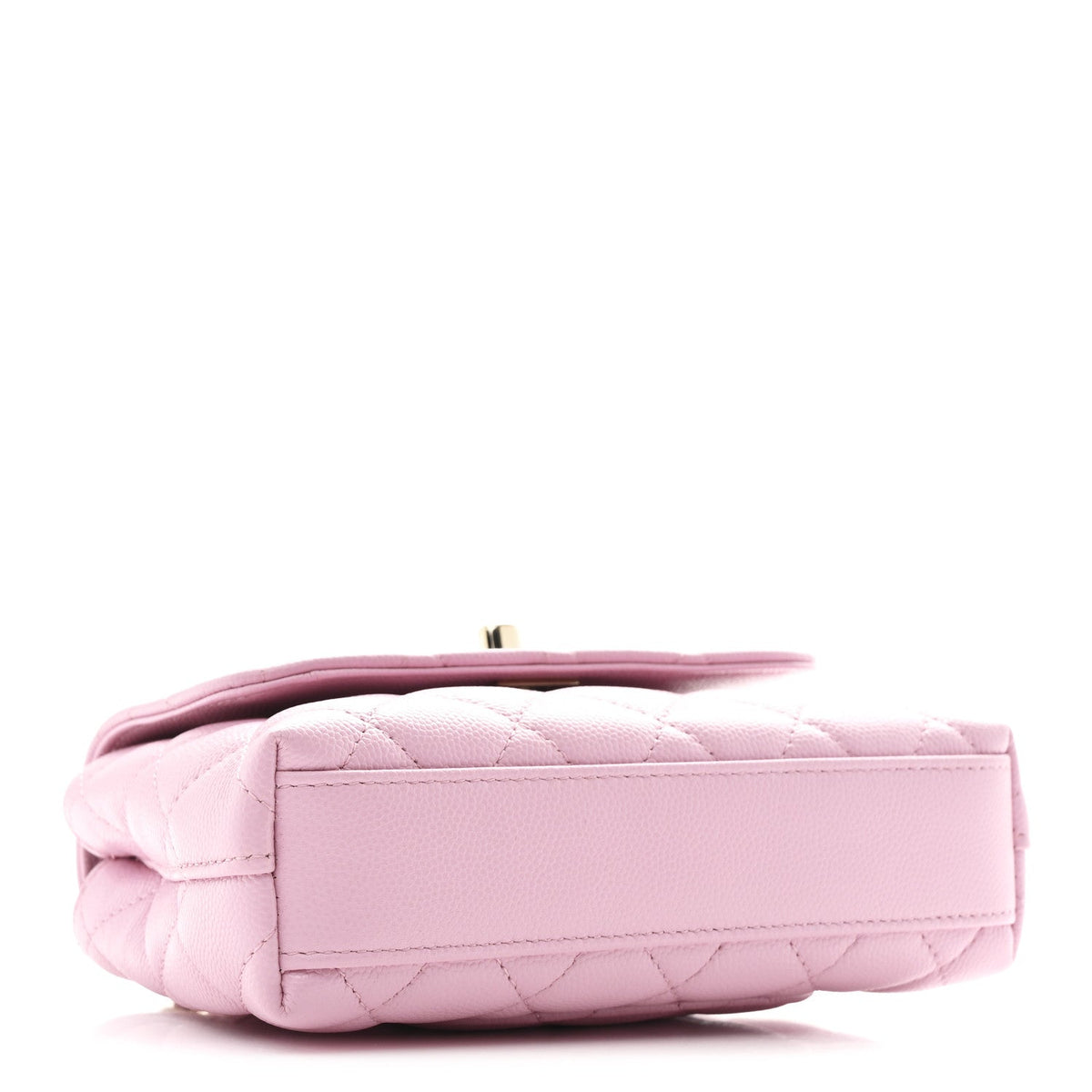 Caviar Quilted Coco Handle Clutch With Chain Pink