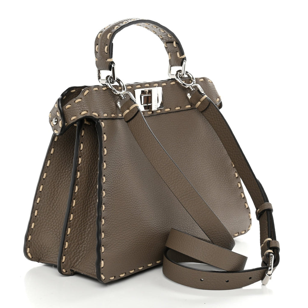 Vitello Granato Camoscio Selleria Macro Stitchings Small Peekaboo I SEE U Satchel Tartufo