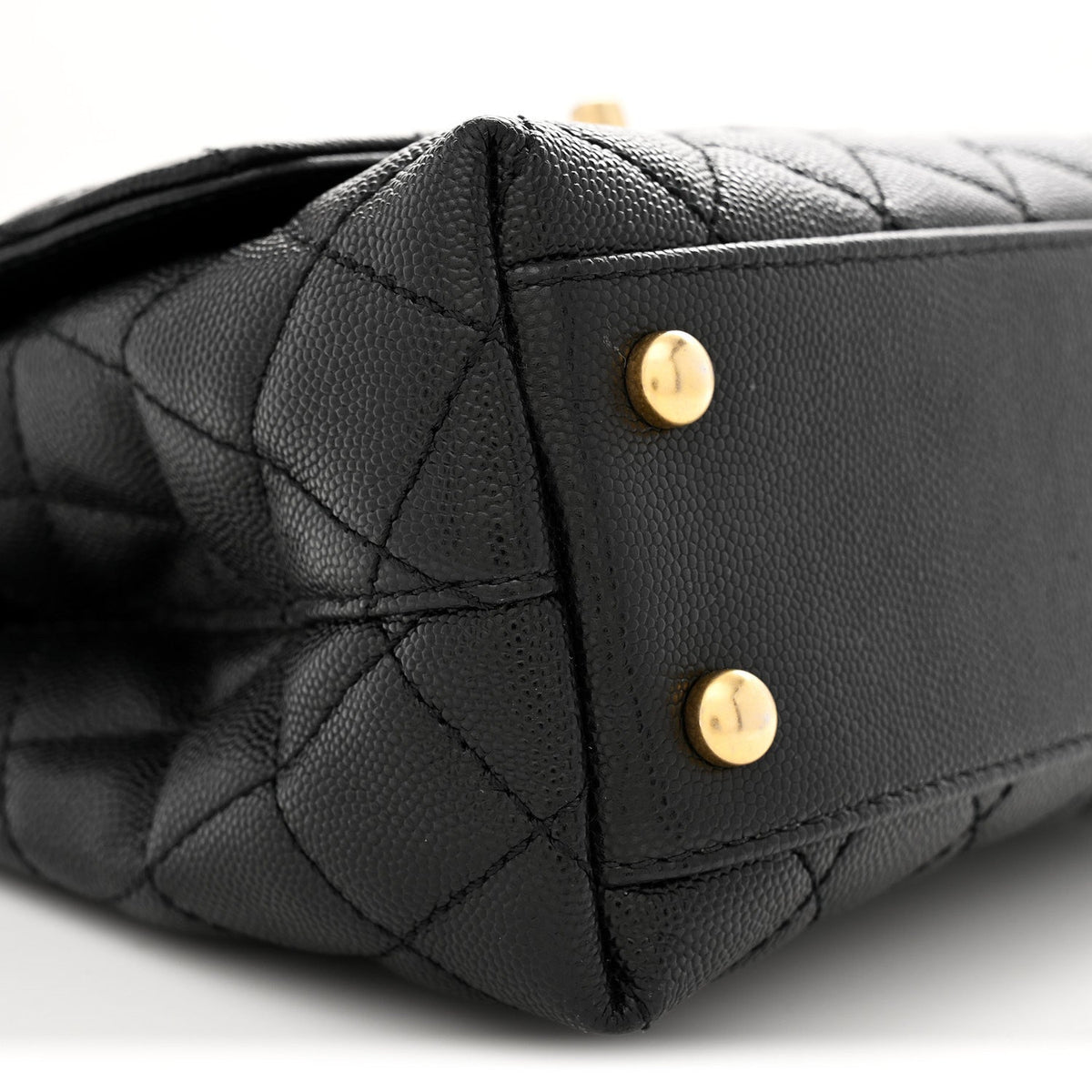 Caviar Quilted Mini Coco Chain Handle Flap Black