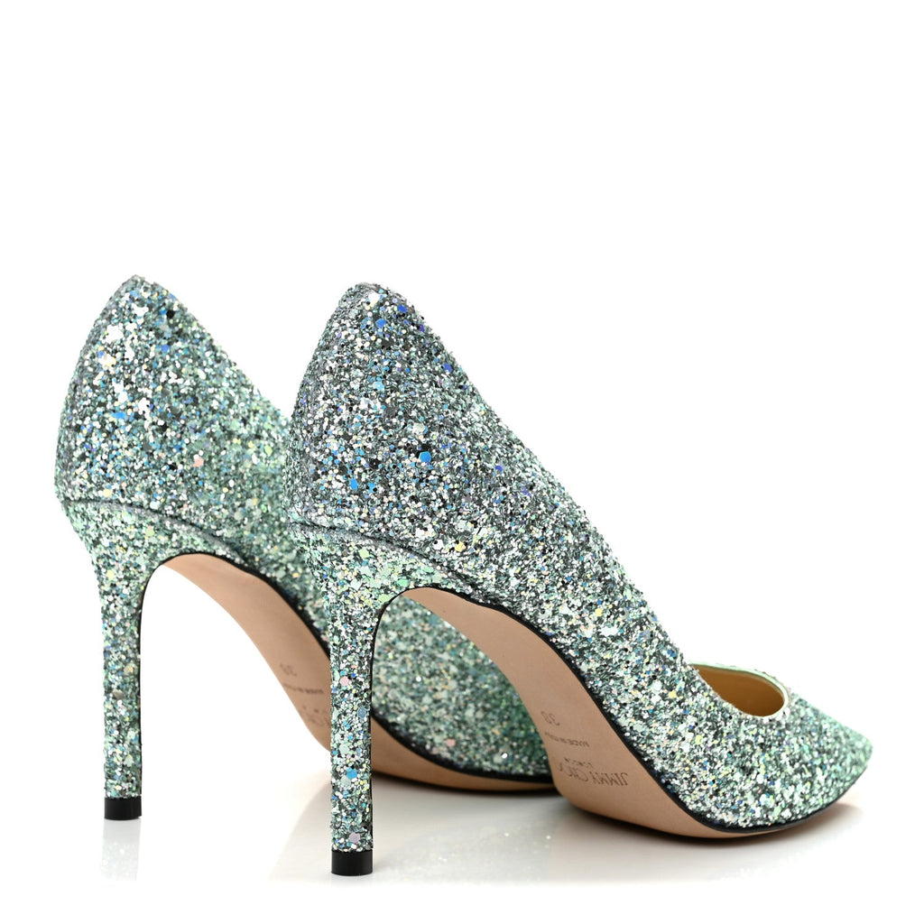 Glitter Pointy Toe Romy 85 Pumps 38 Turquoise