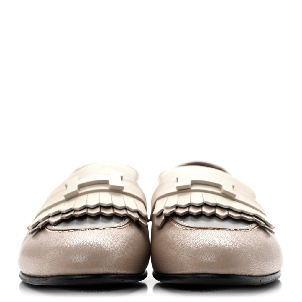 Goatskin Womens Royal Loafers 36.5 Multicolore Beige Mastic